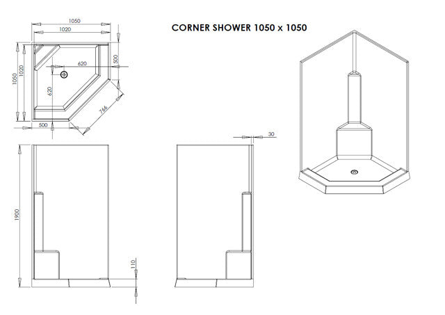 Corner Cubicle 1050 x 1050