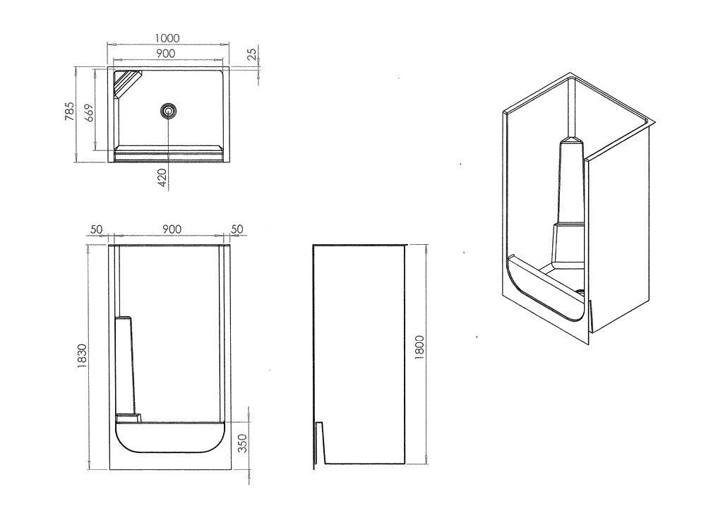 High front Shower Cubicle 1000mm x 785mm